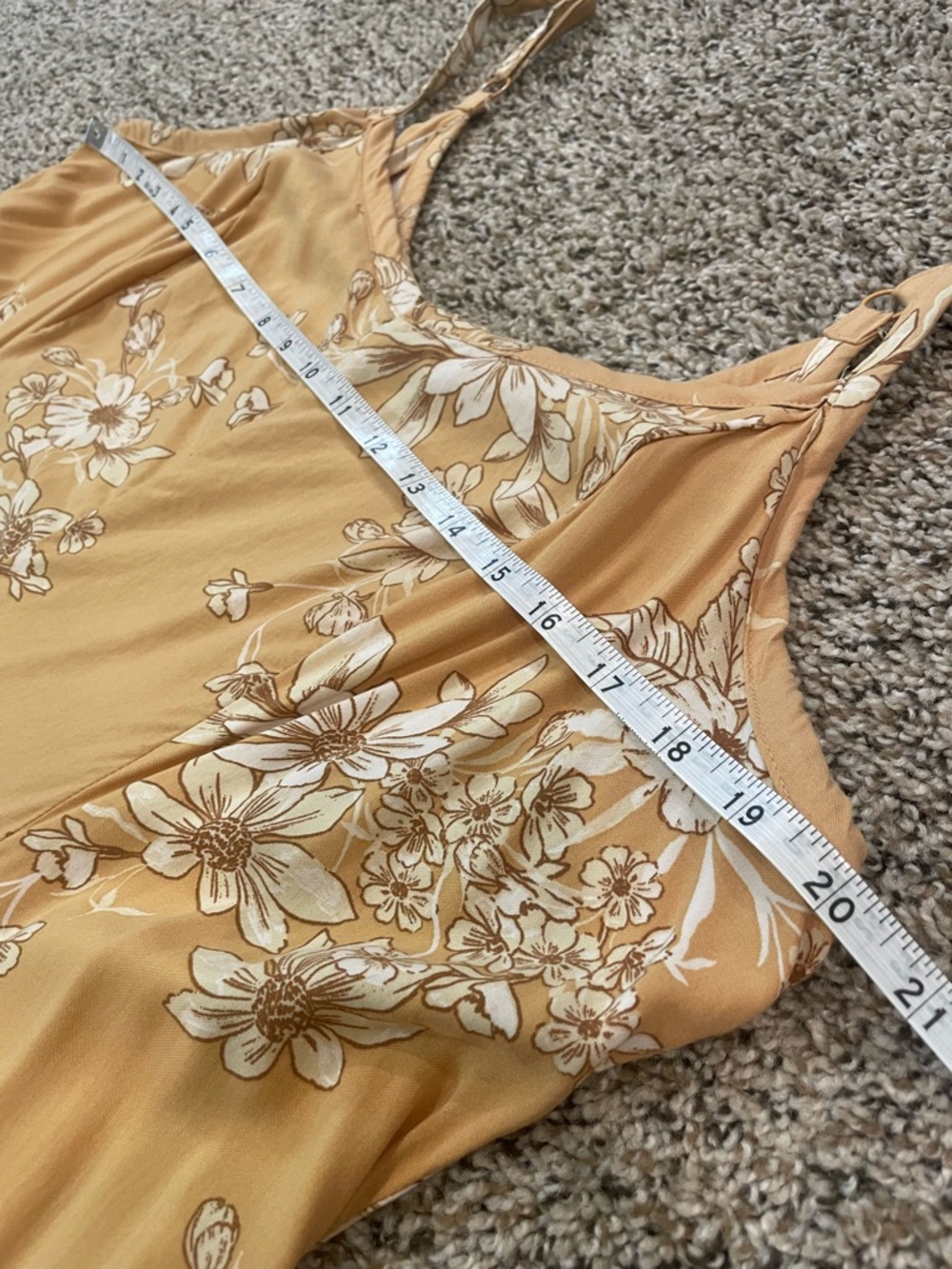 torrid Gold Floral Maxi Dress with White Print and pockets - Picture 9 of 16